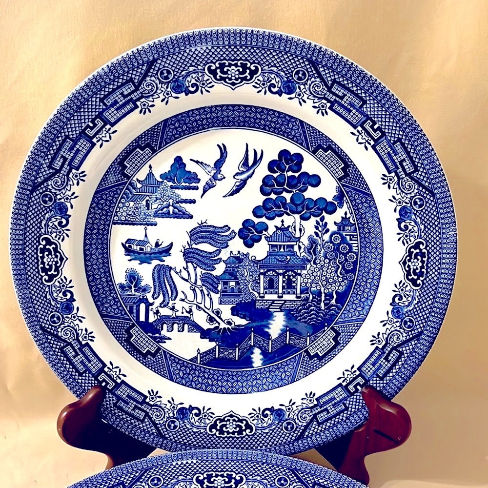 Set of 5 Churchill England Blue Willow Dinner Plates Excellent A1259